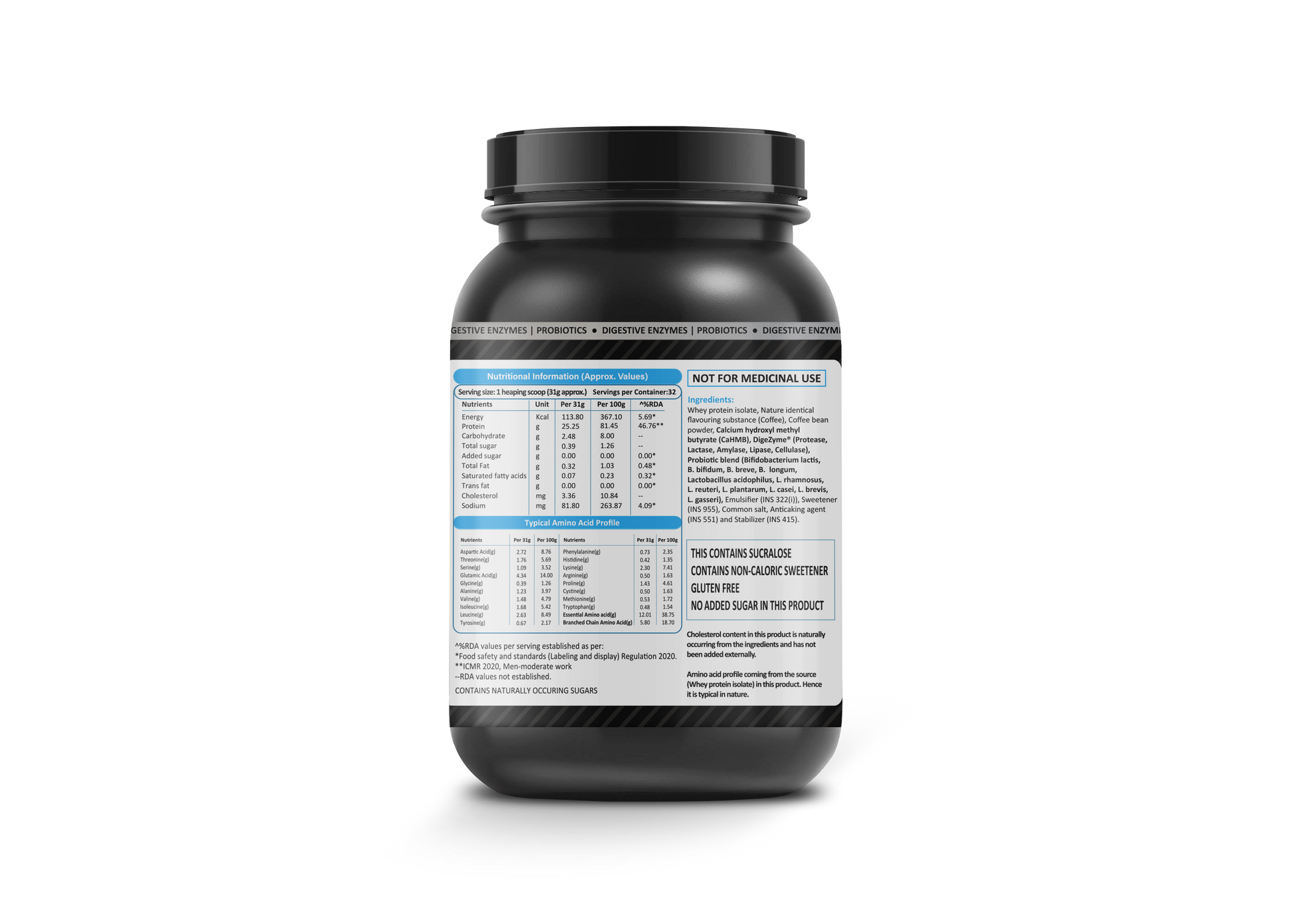 Isolate Whey Protein Cafe Latte Nutrition Details