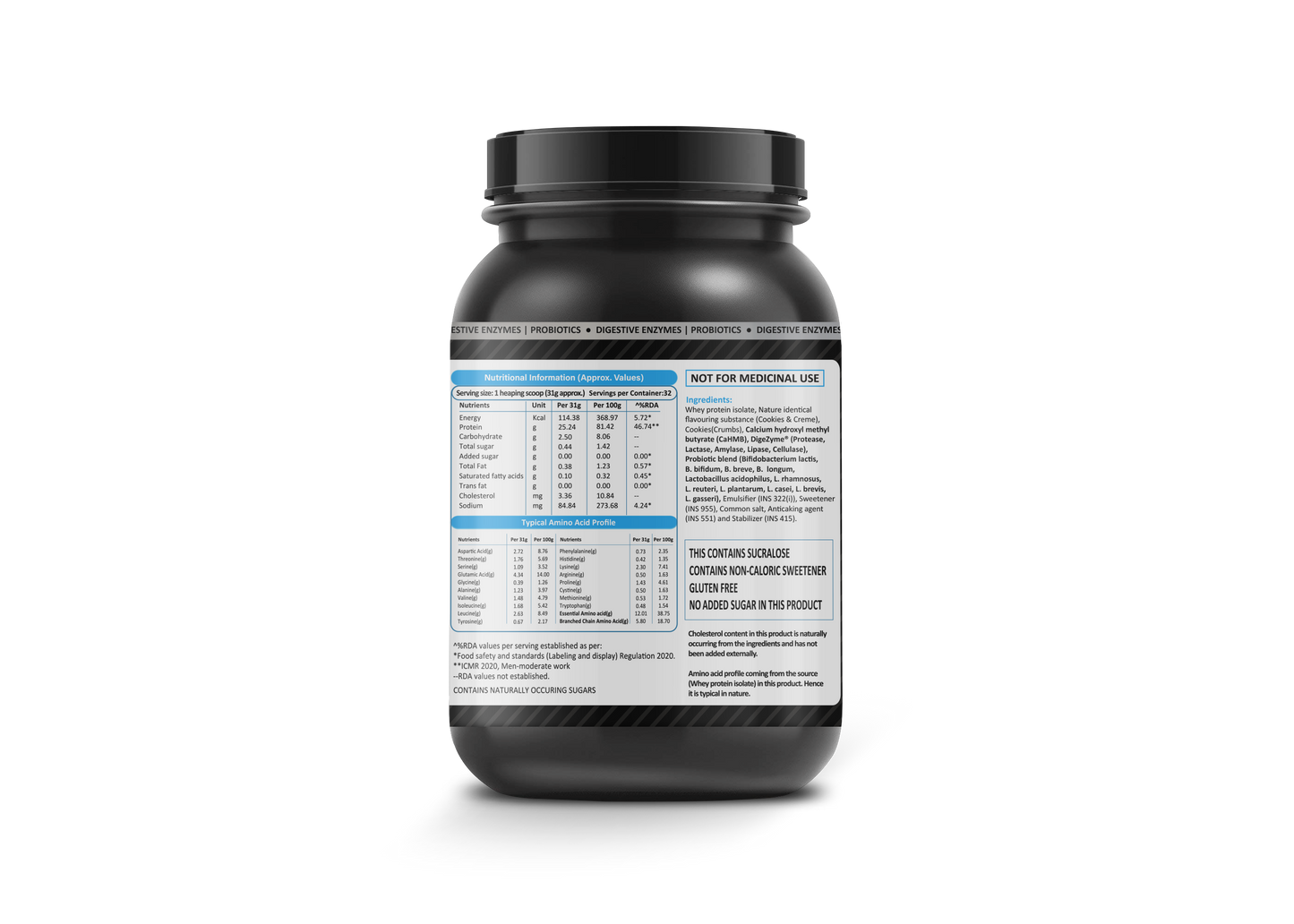 Isolate Whey Protein Cookie Cream Ingredients & Nutrition