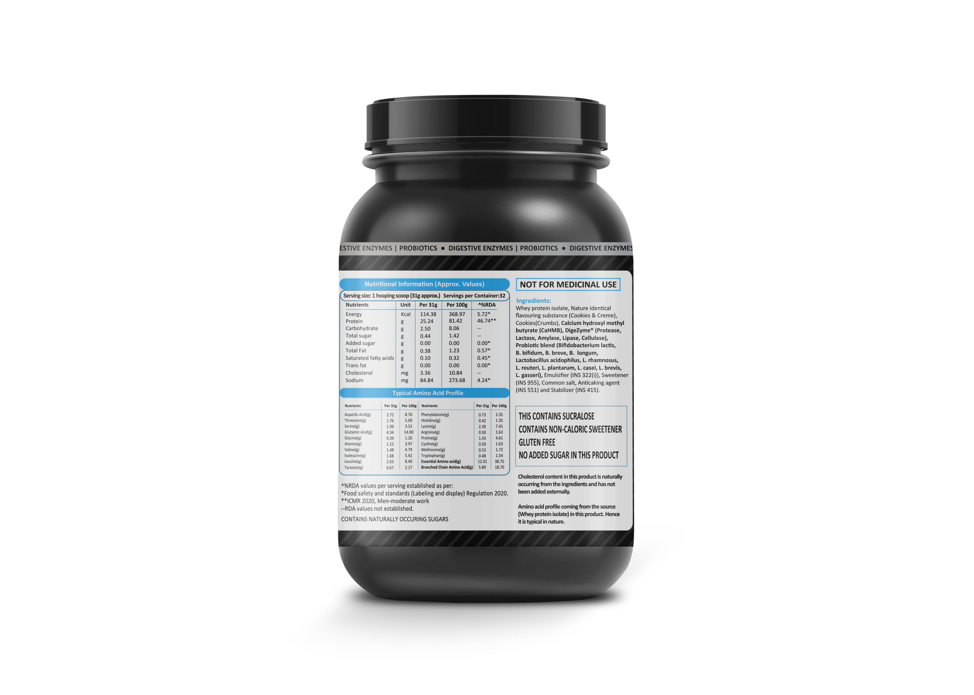 Isolate Whey Protein Cookie Cream Ingredients & Nutrition