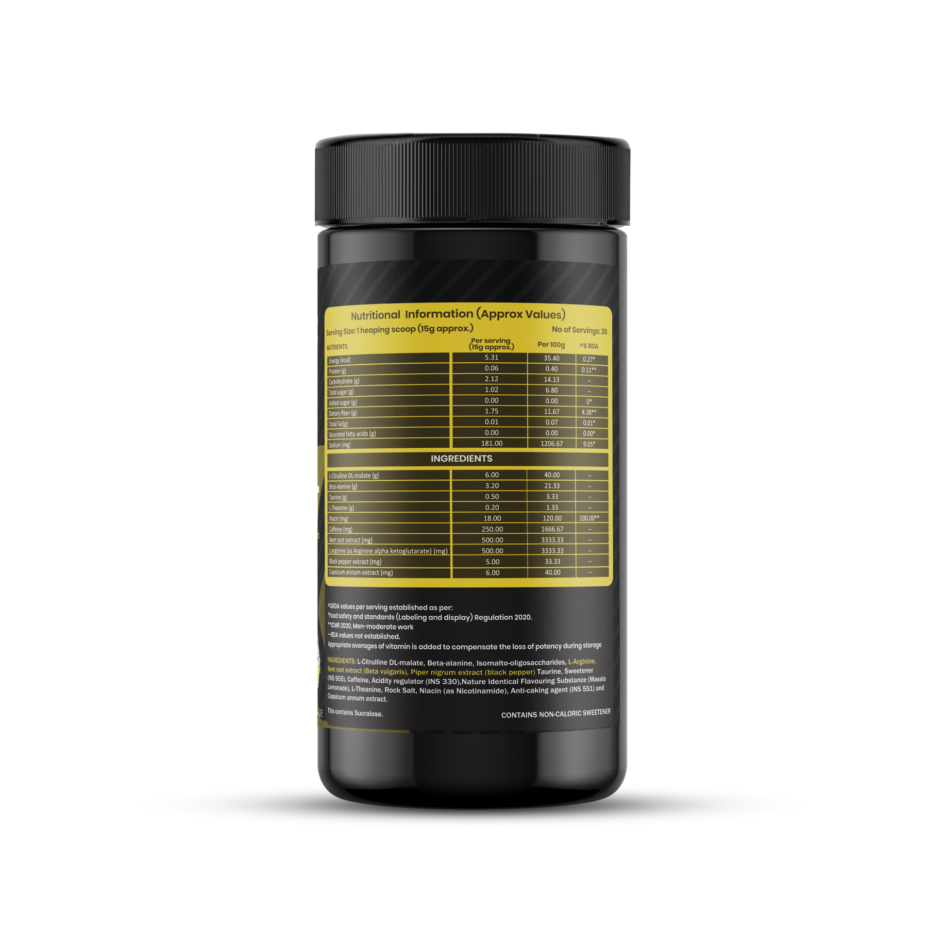 Pre-Workout Masala Lemonade Ingredient