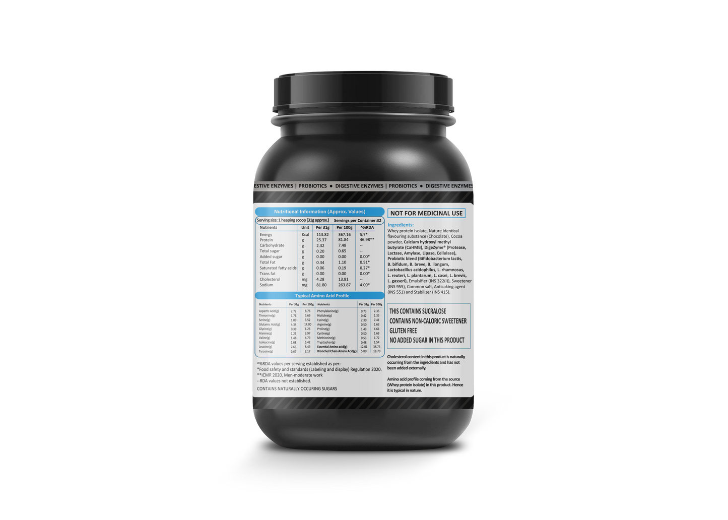 Rich Chocolate-Flavored Isolate Whey Protein Nutrition & Ingredients