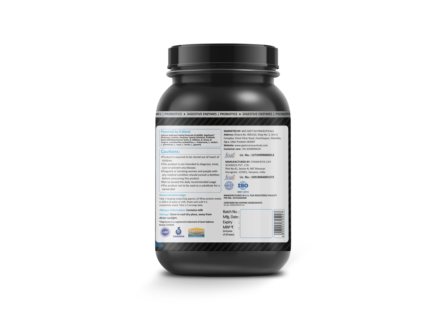 NutraX 100% Isolate Whey Protein Powered By X-Blend 1 Kg (2.2 lbs), Cookie & Cream