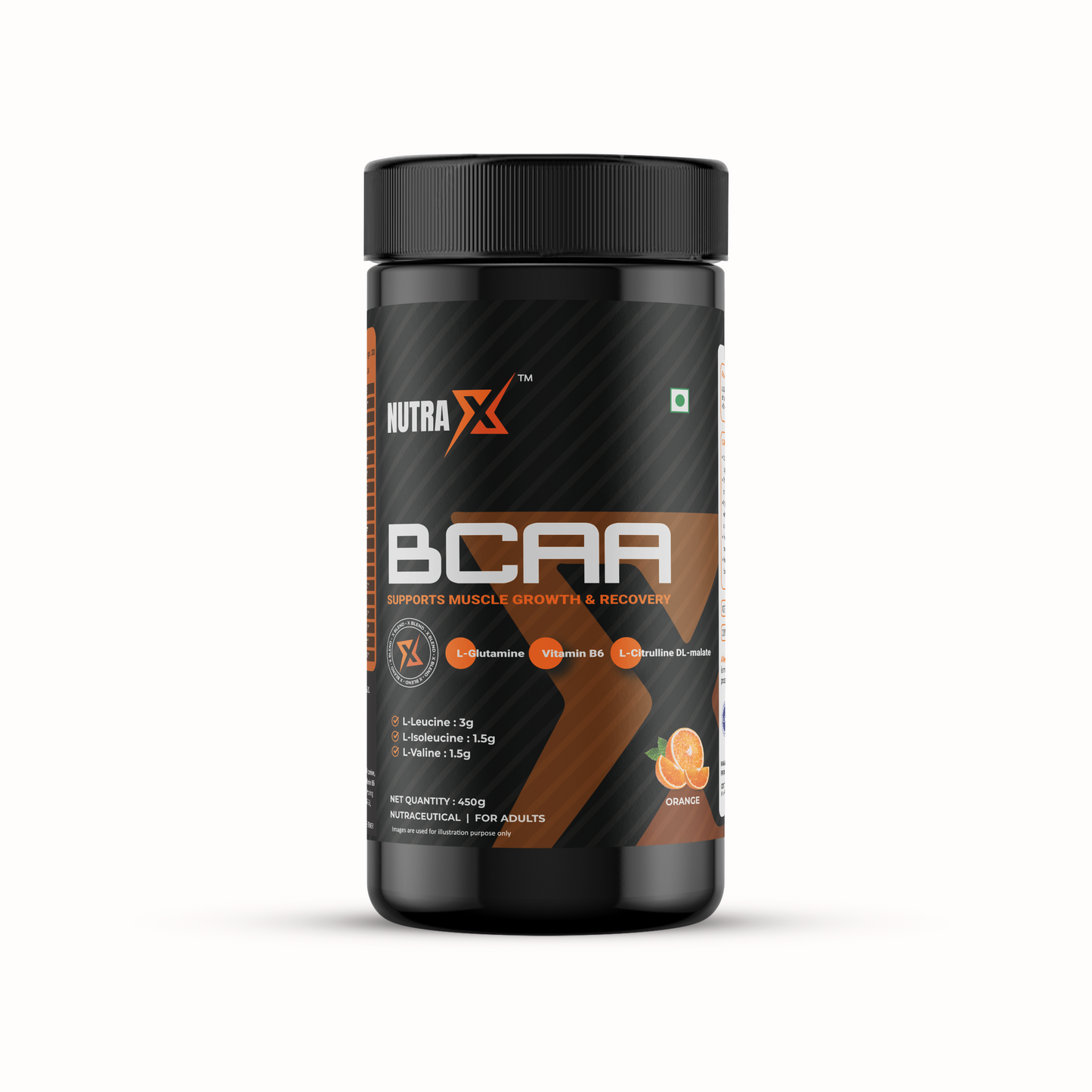 NutraX BCAA Powered By X-Blend 450g (0.99 lbs), Orange - NutraX